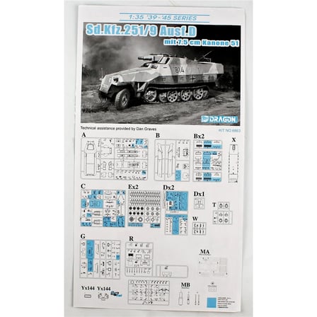 Dragon 6863, 1/35 Sd.Kfz.251/9 Ausf.D Alman Plastik Maketi