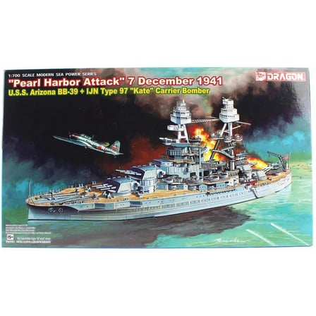 Dragon 7127 Askeri Araç Maketleri U.S.S. Arizona BB-39 ve IJN Type 97 1/700 Ölçek Gri