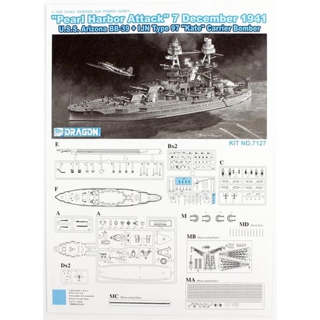 Dragon 7127 Askeri Araç Maketleri U.S.S. Arizona BB-39 ve IJN Type 97 1/700 Ölçek Gri