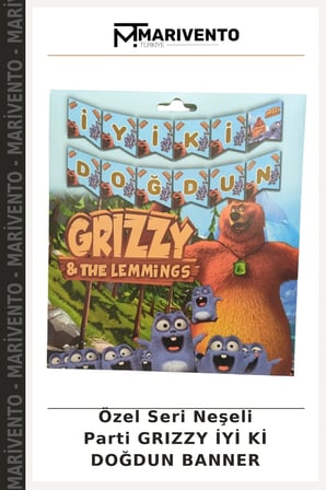 Özel Seri Neşeli Parti GRIZZY İYİ Kİ DOĞDUN BANNER