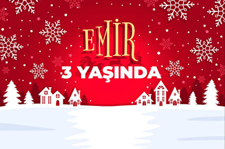 Kar ve Şehir Temalı Doğum Günü Afişi - 50x70 Cm