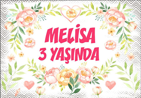 Çiçekkler Temalı Doğum Günü Afişi - 35x50 Cm