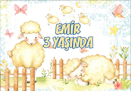Koyun Temalı Doğum Günü Afişi - 70x100 Cm