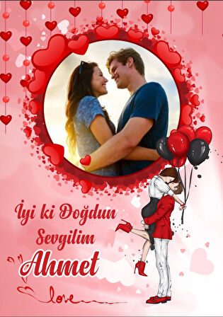 Sevgili Temalı Doğum Günü Afişi - 50x70 Cm