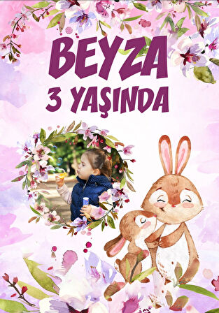 Tavşan Temalı Doğum Günü Afişi - 70x100 Cm