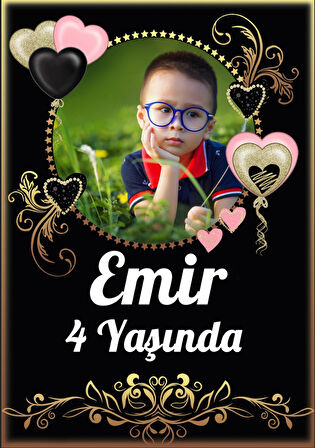 Kalp Temalı Doığum Günü Afişi - 70x100 Cm