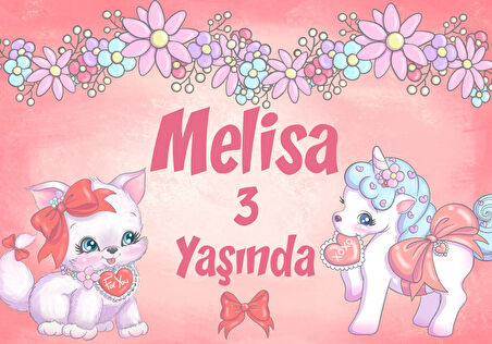 Unicorn Temalı Doğum Günü Afişi - 70x100 Cm