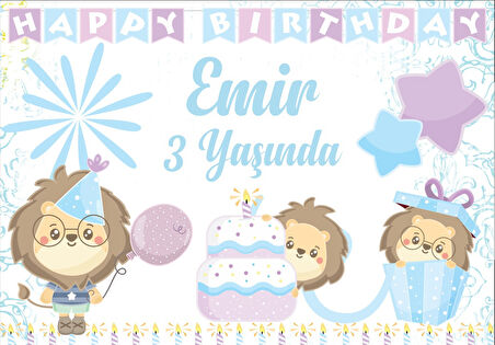 Sevimli Arslan Temalı Doğum Günü Afişi - 50x70 Cm