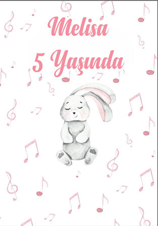 Sevimli Tavşan Temalı Doğıum Günü Afişi - 35x50 Cm