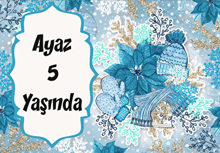 Mavi Kış Temalı Doğum Günü Afişi - 50x70 Cm