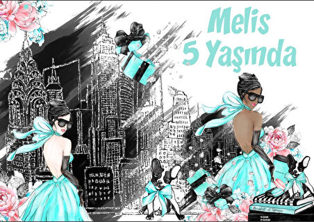 Siyah Şehir ve Kız Temalı Doğuım Günü Afişi - 70x100 Cm