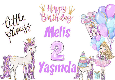Unicorn Temalı Doğum Günü Afişi - 70x100 Cm