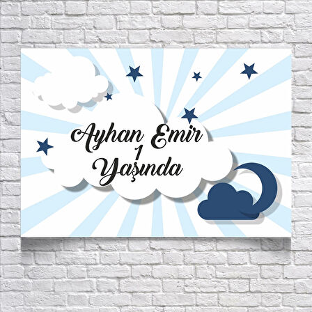 Bulutlar Temalı Doğum Günü Afişi 70X100 cm