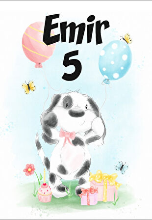 Sevimli köpek temalı Doğum Günü Afişi - 35x50 Cm