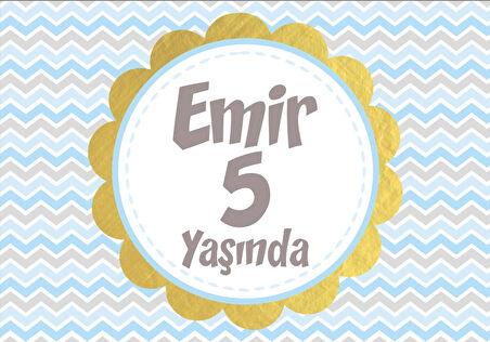 Mavi Çizgili Doğum Günü Afişi - 50x70 Cm