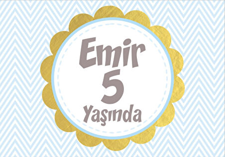 Mavi Çizgili Doğum Günü Afişi - 70x100 Cm