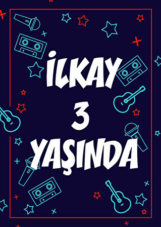 Müzik Aletlerii Temalı Doğum Günü Afişi - 50x70 Cm