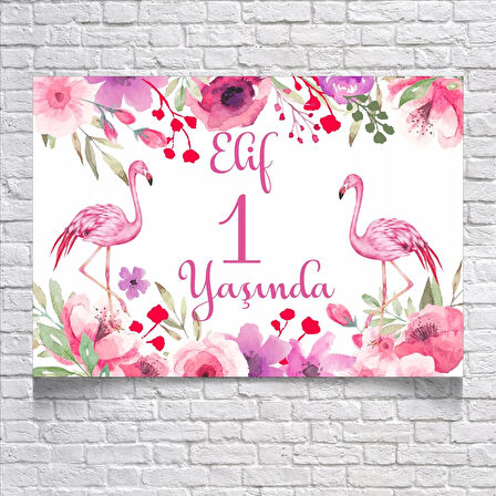 Flamingo Temalı Doğum Günü Afişi 50X70 cm