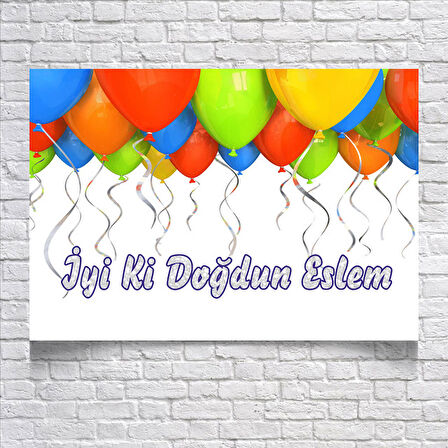 Balon Temalı Doğum Günü Afişi 100x150 cm