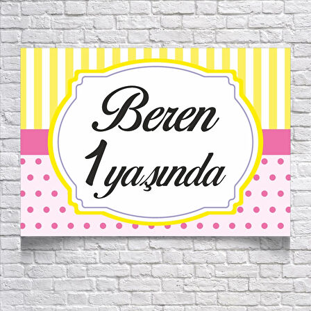 Çizgili Puantiyeli Doğum Günü Afişi 70X100 cm