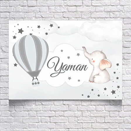 Balon ve Fil Temalı Doğum Günü Afişi 100X150 cm