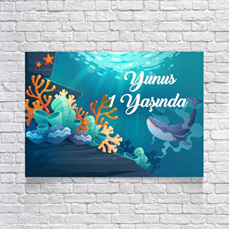 Deniz Yunus Temalı Doğum Günü Afişi 100X150 cm