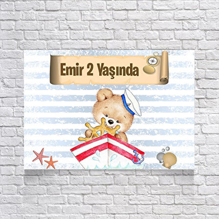 Denizci Ayıcık Temalı Doğum Günü Afişi 50x70 Cm