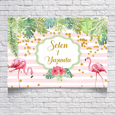 Flamingo Temalı Doğum Günü Afişi 50X70 cm