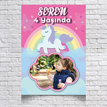 UNICORN TEMALI DOĞUM GÜNÜ AFİŞİ 100X150 cm