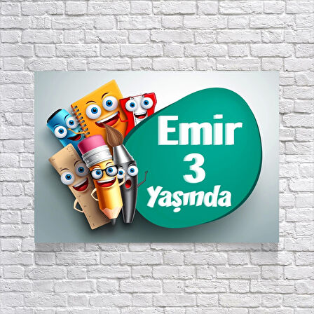 Defter Kalem Temalı Doğum Günü Afişi 50X70 cm