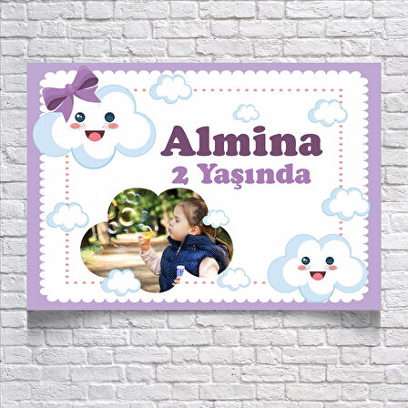 Bulutlar Temalı Doğum Günü Afişi 50X70 cm