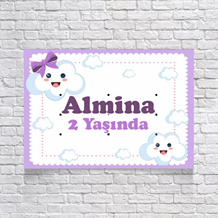 Bulutlar Temalı Doğum Günü Afişi 50X70 cm