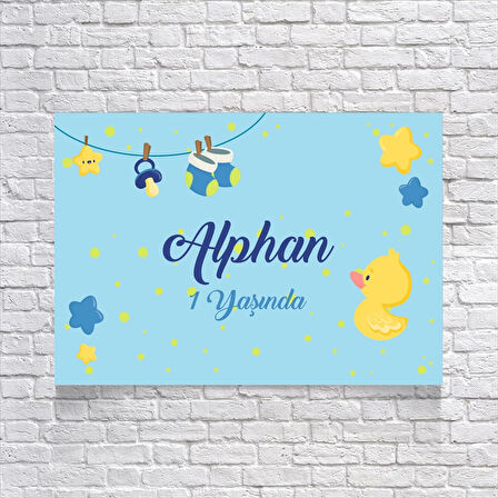 Mavi Bebek Temalı Doğum Günü Afişi 70X100 cm