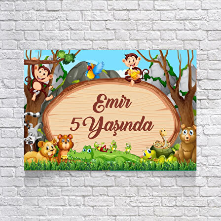 Hayvanat Bahçesi Temalı Doğum Günü Afişi 35X50 cm