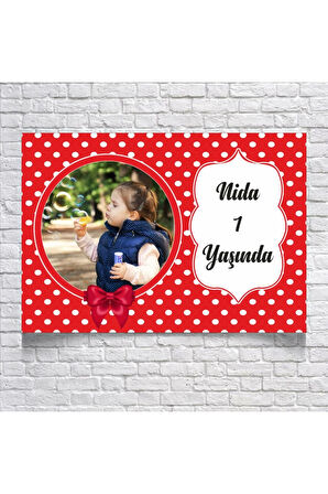 Kırmızı Puantiyeli Doğum Günü Afişi 70X100 cm