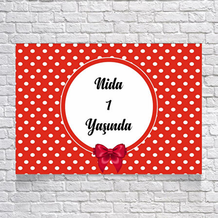 Kırmızı Puantiyeli Doğum Günü Afişi 100X150 cm