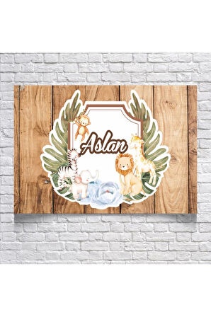 Safari Temalı Doğum Günü Afişi 100X150 cm