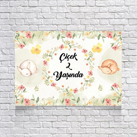 Çiçek Temalı Doğum Günü Afişi 35x50 Cm