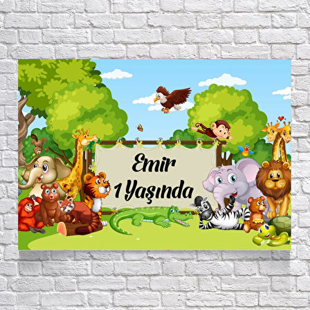 Safari Temalı Doğum Günü Afişi 70X100 cm