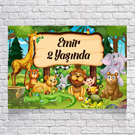 Safari Temalı Doğum Günü Afişi 50X70 cm