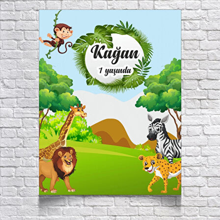 Safari Temalı Doğum Günü Afişi 35X50 cm