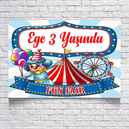 Sirk Temalı Doğum Günü Afişi 100X150 cm