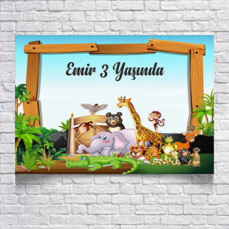 Safari Temalı Doğum Günü Afişi 50 x 70