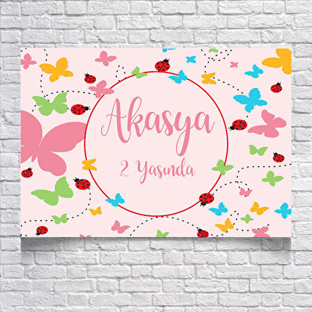 Kelebek Temalı Doğum Günü Afişi 50 x 70