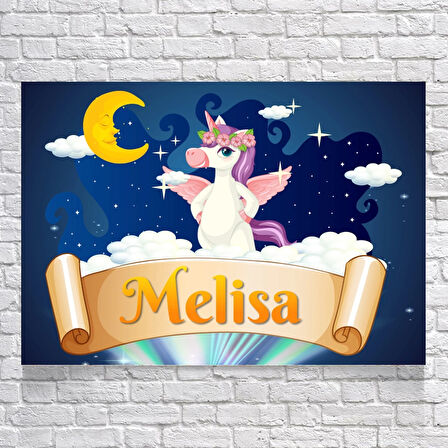 Unicorn ve Ay Temalı Doğum Günü Afişi 100X150 cm