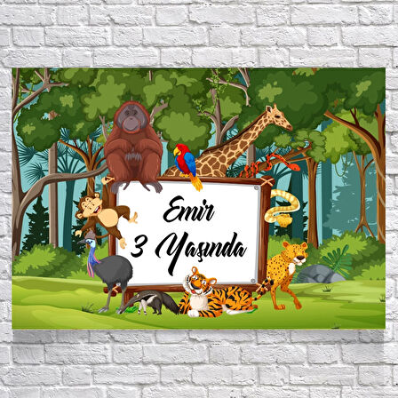 Safari Temalı Doğum Günü Afişi 50X70 cm