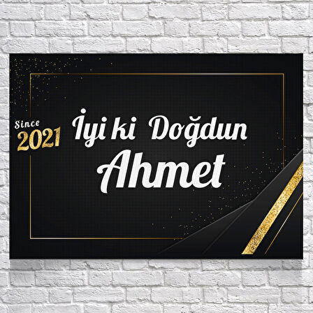 Gold Temalı Doğum Günü Afişi 50X70 cm