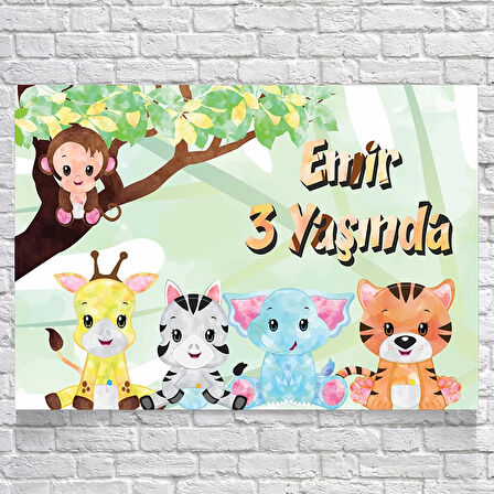 Safari Temalı Doğum Günü Afişi 70X100 cm