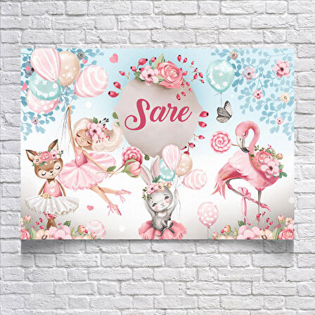Sevimli BalerinlerTeması Doğum Günü Afişi 50 x 70