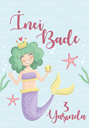 Deniz Kızı Temalı Doğum Günü Afişi 35X50 cm